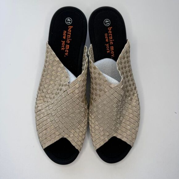 Bernie Mev Women's Cyrene Gold Woven Sandals Size EU 41 Memory Foam Comfort - Picture 1 of 8